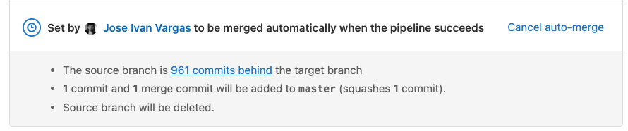 The cancel merge when pipeline succeeds option